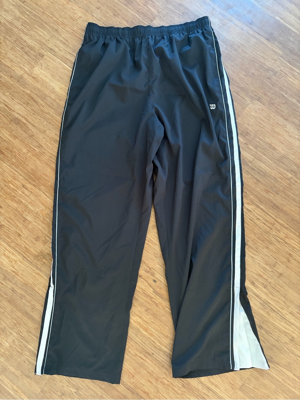 Vintage Wilson Ultra Collection Mesh Lined Track Pants Mens XL BLACK Ankle Zippe